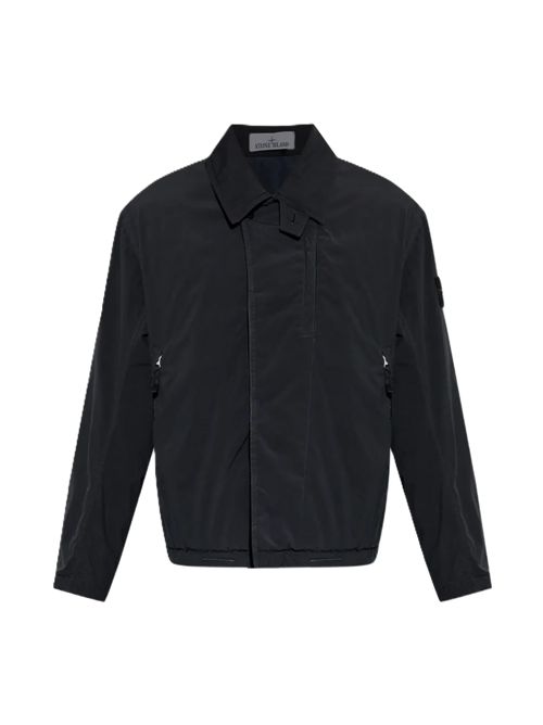 Giacca biker con applicazione Stone Island | L2S15 Q100011 S0042V002A  BLUE NAVY